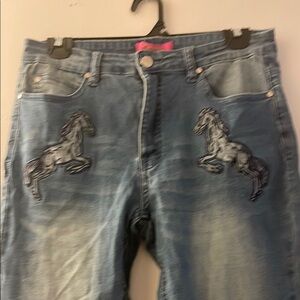Catherine Malandrino Denim Skinny Jeans with Horse Detail